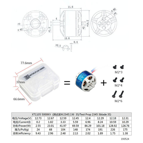 4pcs LDARC XT 1105 Brushless Racing Motor (5000KV/4250KV)