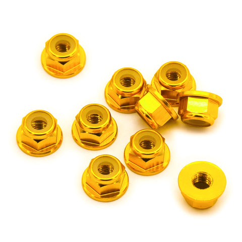 10pcs M3 Flange Locking Hex Nuts Nylon Insert Anodized Aluminum