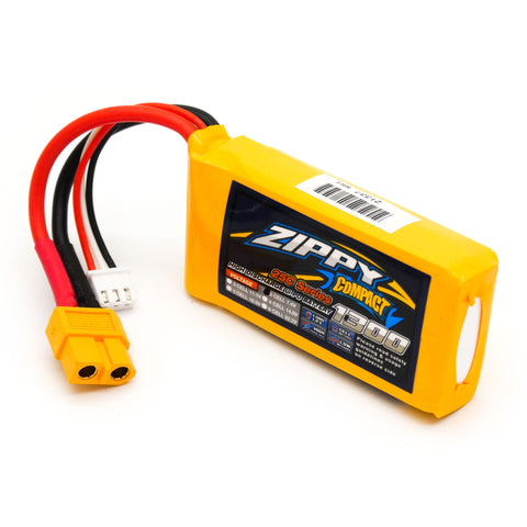 Zippy Compact 1300mAh 2S 7.4V 25C 35C LiPo Battery with XT60 Connector