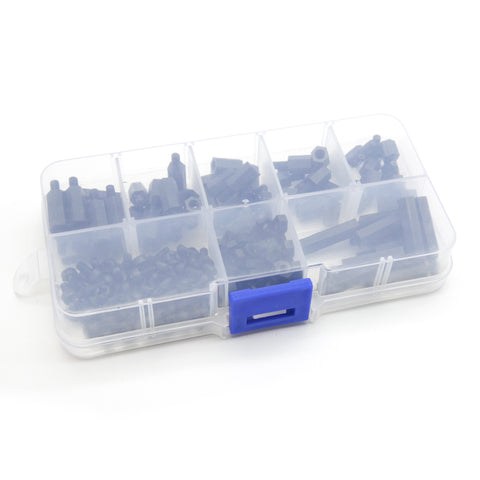 180pcs Nylon M3 Hex Standoff Kit with Screws Nuts and Spacers Black