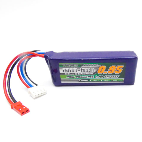 Turnigy Nano-Tech 950mAh 3S 11.1V LiPo Battery 25C 50C (JST Connector)