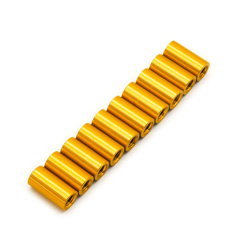 10pcs M3x10mm Aluminum Anodized Spacer Standoff (Gold)