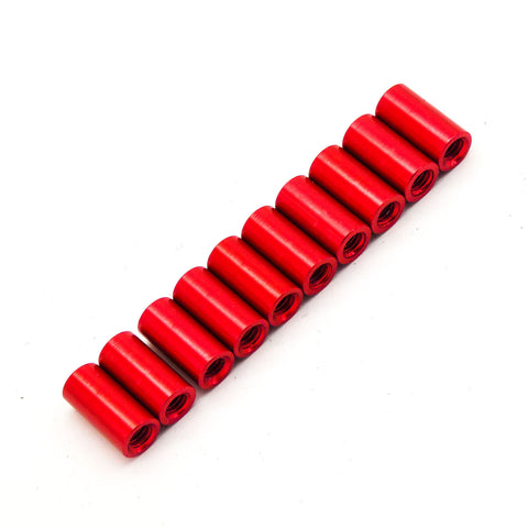 10pcs M3x10mm Aluminum Anodized Spacer Standoff (Red)