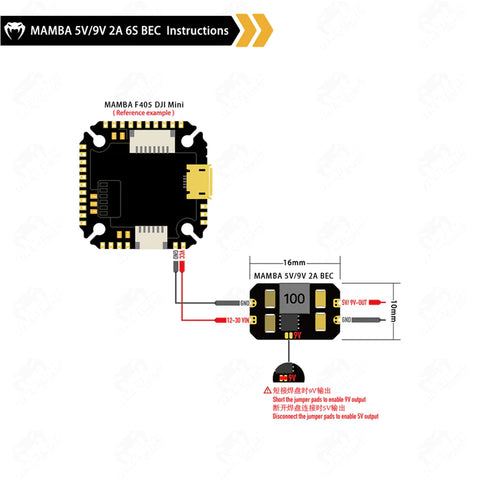 Diatone UBEC Mamba Micro 2A Voltage Regulator 7-30V Input 5V/9V Output