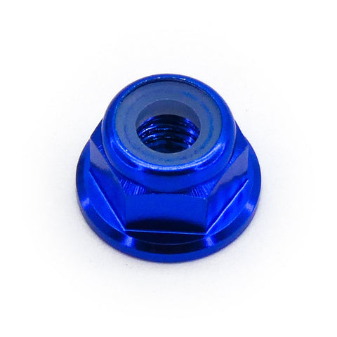 10pcs M2 Flange Locking Hex Nuts Nylon Insert Anodized Aluminum (Blue)