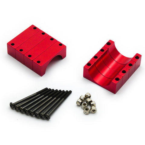 4 Sets 22mm Diameter CNC Aluminum Tube Clamp Mount (Red Anodized)