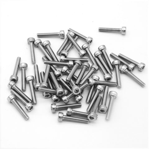 50 Pack Stainless Steel Hex Head M2.5 Screws - 5mm to 30mm Length