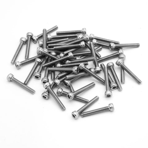 50 Pack Stainless Steel Hex Head M2.5 Screws - 5mm to 30mm Length