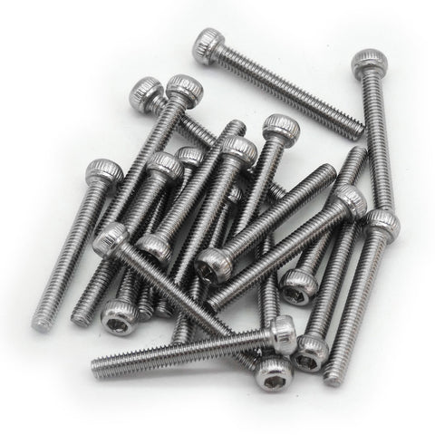 50 Pack Stainless Steel Hex Head M2.5 Screws - 5mm to 30mm Length