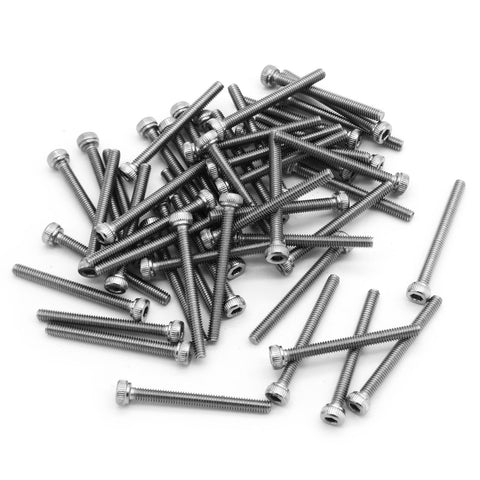 50 Pack Stainless Steel Hex Head M2.5 Screws - 5mm to 30mm Length