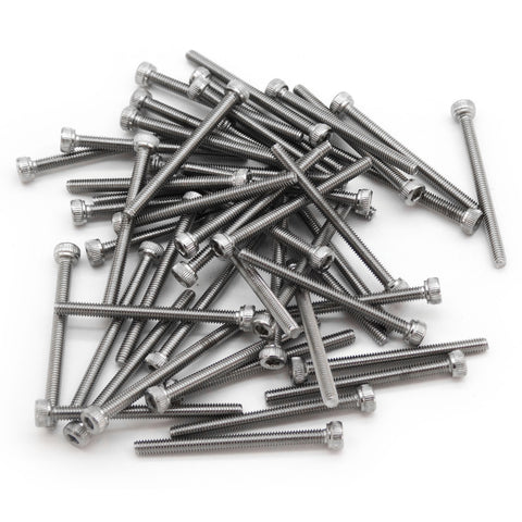 50 Pack Stainless Steel Hex Head M2.5 Screws - 5mm to 30mm Length