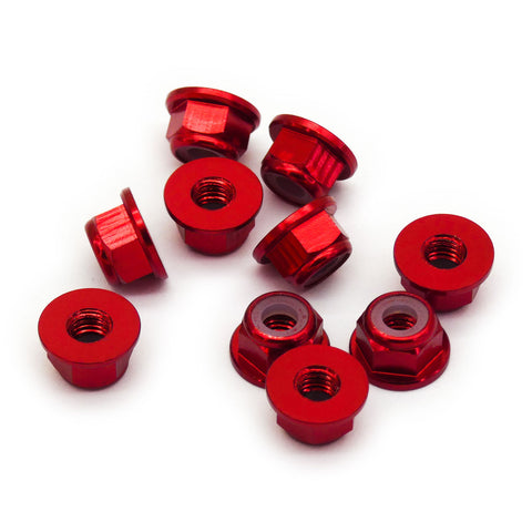 10pcs M3 Flange Locking Hex Nuts Nylon Insert Anodized Aluminum