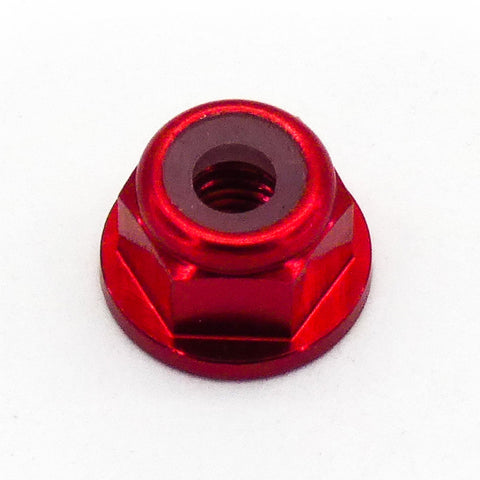 10pcs M3 Flange Locking Hex Nuts Nylon Insert Anodized Aluminum (Red)