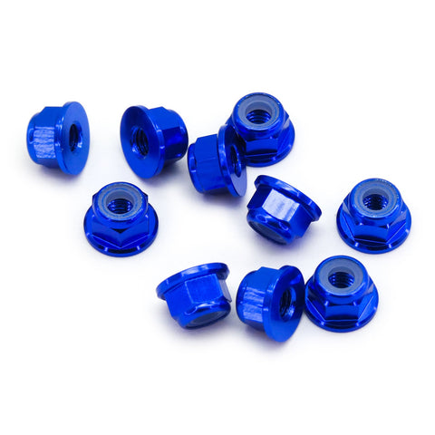 10pcs M4 Flange Locking Hex Nuts Nylon Insert Anodized Aluminum (Color Options)