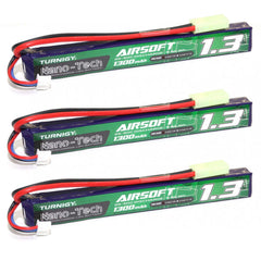 3pcs Turnigy Nano-Tech 1300mAh 2S LiPo Airsoft Battery Pack  25C (Mini-Tamiya Connector)