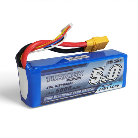Turnigy 5000mAh 4S 40C 14.8V Lipo Battery Pack w/ XT90