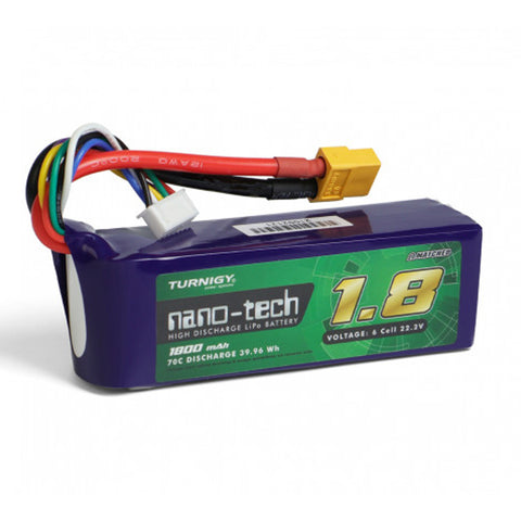 Turnigy Nano-Tech 1800mAh 6S 70C 22.2V Lipo Battery Pack w/ XT60