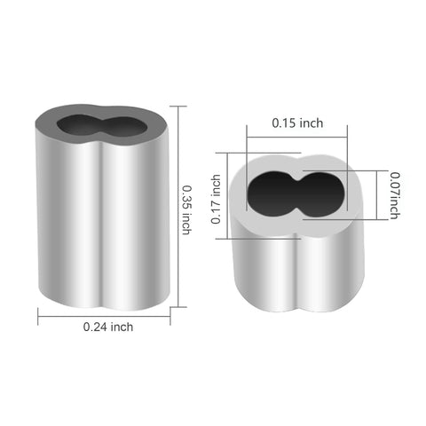 20pcs Aluminum Crimping Loop Sleeve 1/16" Cable Ferrule Steel Cable Sleeves