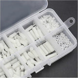 200pcs Nylon  M2 Hex Standoff Kit with Screws Nuts and Spacers White
