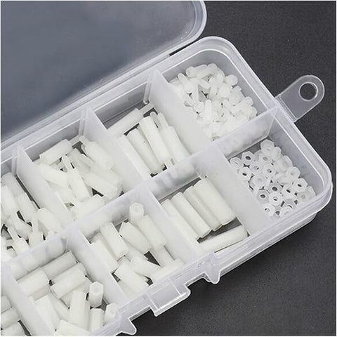 200pcs Nylon  M2 Hex Standoff Kit with Screws Nuts and Spacers White
