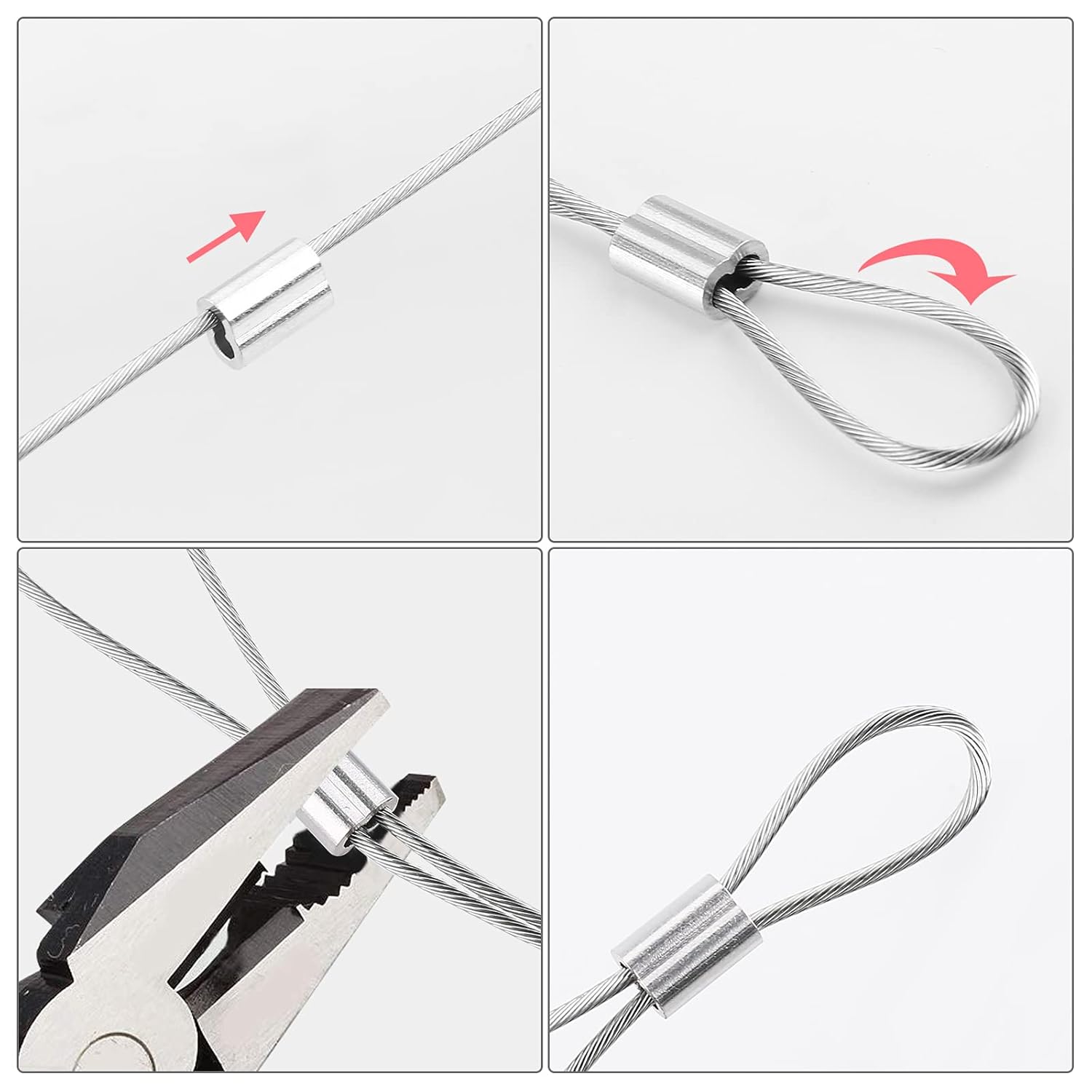 Crimp Loop 20pcs Aluminum Crimping Loop Sleeve 1/16
