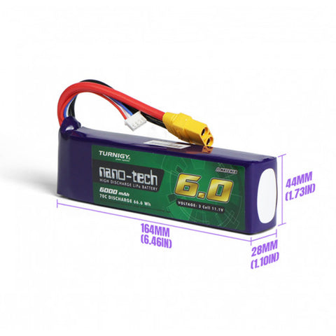 Turnigy Nano-Tech 6000mAh 3S 70C 11.1V Lipo Battery Pack w/ XT90