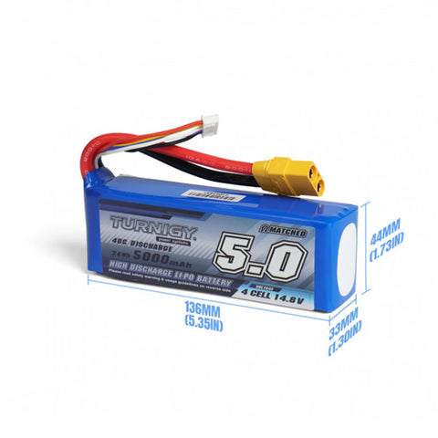 Turnigy 5000mAh 4S 40C 14.8V Lipo Battery Pack w/ XT90