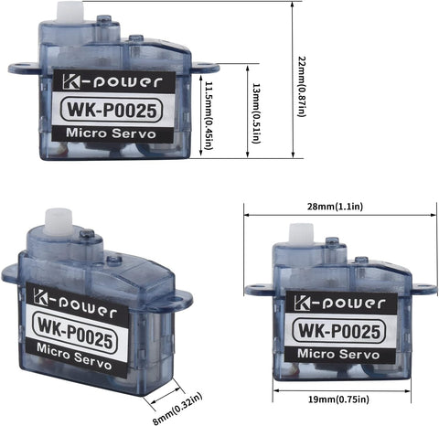 WK-P0025 2.5g Micro Servo,0.8KG/0.07Sec Analog High Speed Coreless Mini Servo Motor