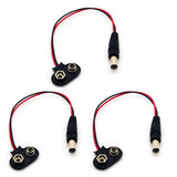 3pcs 9V Battery Snap Connector to 5.5mm x 2.1mm DC Barrel Plug Adapter