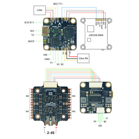 LDARC T20 Flight Controller Tower Stack F411 with 4in1 30A ESC 2-4S BLHeli_S