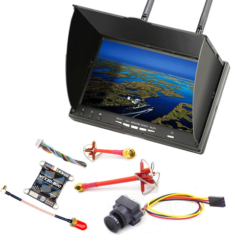 5.8GHz FPV System Kit HD Camera 7" Monitor 25-800mW Tx Built-In Battery