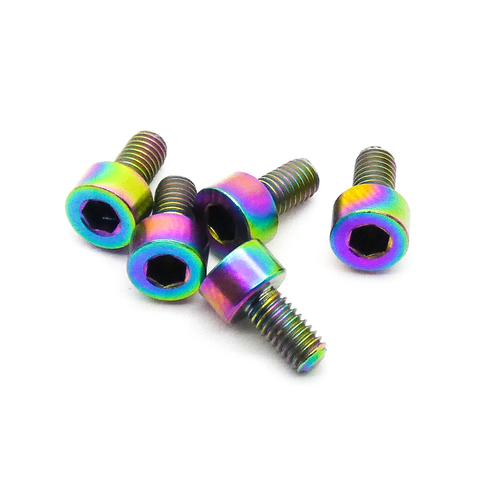5pcs M3x6mm Titanium Socket Head Hex Screw TC4 Alloy (Anodized Rainbow)