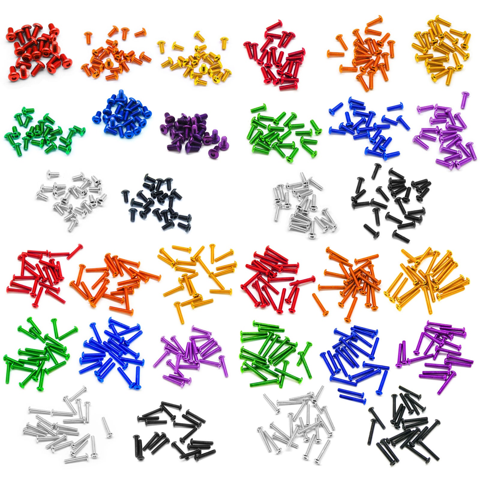20pcs M3 3mm Button Head Machine Screws 6063 Aluminum (Variety