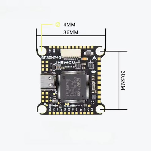 JHEMCU GF30H743 H743 Flight Controller 3-6S OSD BEC Barometer Blackbox