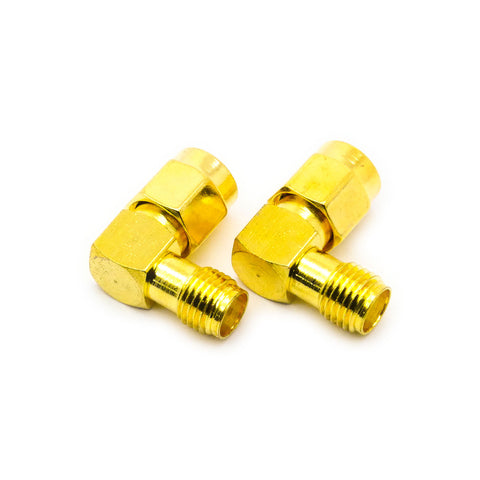 2pcs Coaxial Converter Right Angle Adapter Plug (SMA Male to SMA Female)