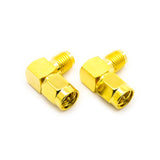 2pcs Coaxial Converter Right Angle Adapter Plug (SMA Male to RP-SMA Female)