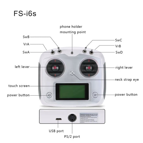 FlySky FS-i6s 2.4GHz RC Remote Control Transmitter (FS-IA6B Receiver Included)