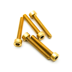 5pcs M3x20mm Titanium Socket Head Hex Screw TC4 Alloy (Anodized Gold)