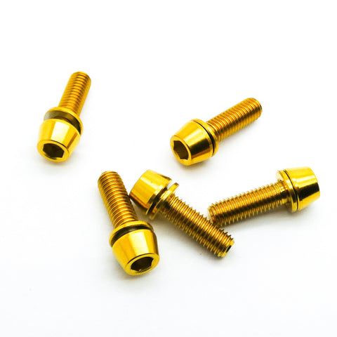 5pcs M5x16mm Titanium Cone Socket Head Hex Screw TC4 Alloy (Anodized Gold)