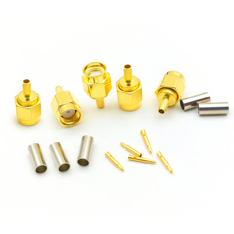 5pcs RG174 RG316 LMR100 Connector Gold-Plated Brass Crimp-Type SMA Male