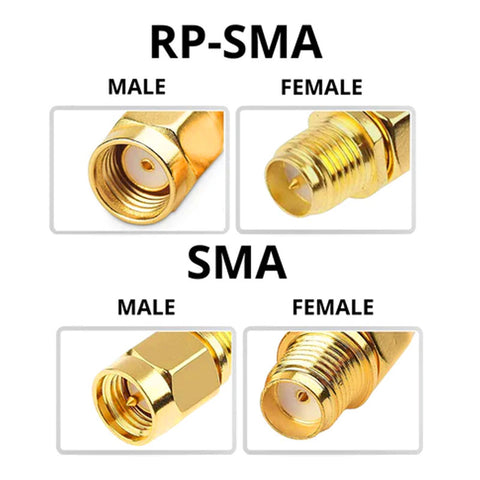 2pcs Coaxial Converter Right Angle Adapter Plug (SMA Male to RP-SMA Female)