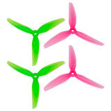 HQProp Ethix 5x3.1x3 5" 3-Blade Propeller Set (2x CW / 2x CCW) Green & Pink