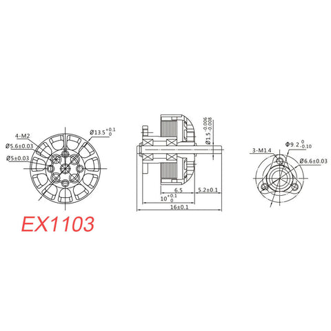 4pcs Happymodel EX1103 2-4S Brushless Motor 1.5mm Shaft (6000KV/8000KV/12000KV)