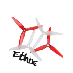 HQProp Ethix P4 5.1x4x3 Candy Cane 3-Blade Propeller Set (2 CW / 2 CCW) for drones, lightweight polycarbonate design.
