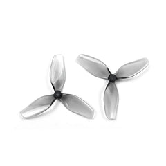 HQProp 1.8x1.3x3 45mm 3-Blade Propeller Set for 1.5mm Shafts, includes 2 CW and 2 CCW props in grey.