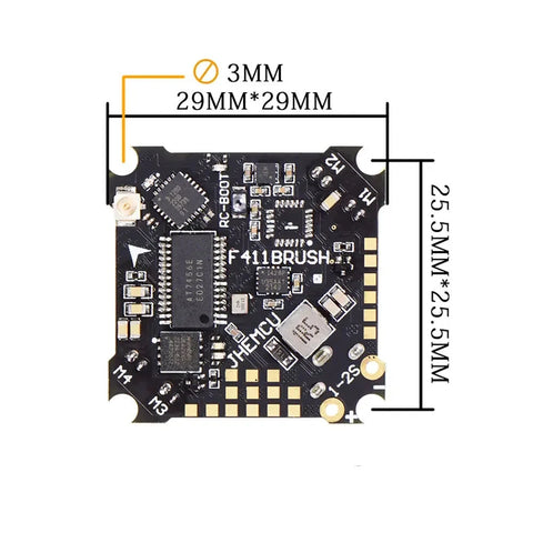 JHEMCU F411 BRUSH Flight Controller 1-2S with 5V BEC Output Built-in ELRS 2.4G Receiver