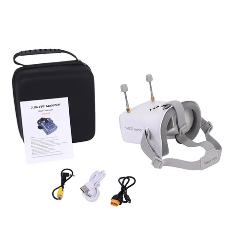 LS-008D 5.8GHz FPV Goggles 4.3" High Resolution Display Diversity Receiver Antennas Carry Case (White)