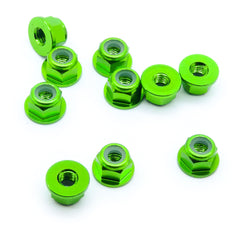 10pcs M3 Flange Locking Hex Nuts Nylon Insert Anodized Aluminum (Green)