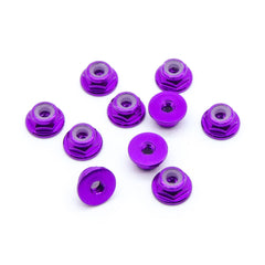 10pcs M3 Flange Locking Hex Nuts Nylon Insert Anodized Aluminum (Purple)