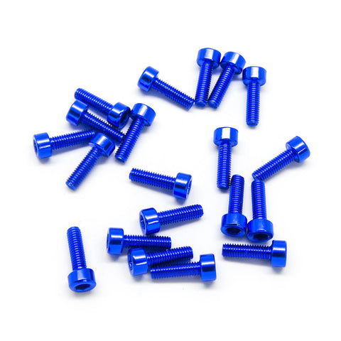 20pcs M3x10mm Socket Head Cap Screws Anodized 6063 Aluminum Hex Socket (Blue)